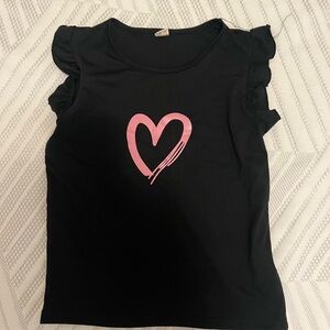 Black Kids Shirt with Pink Heart Design